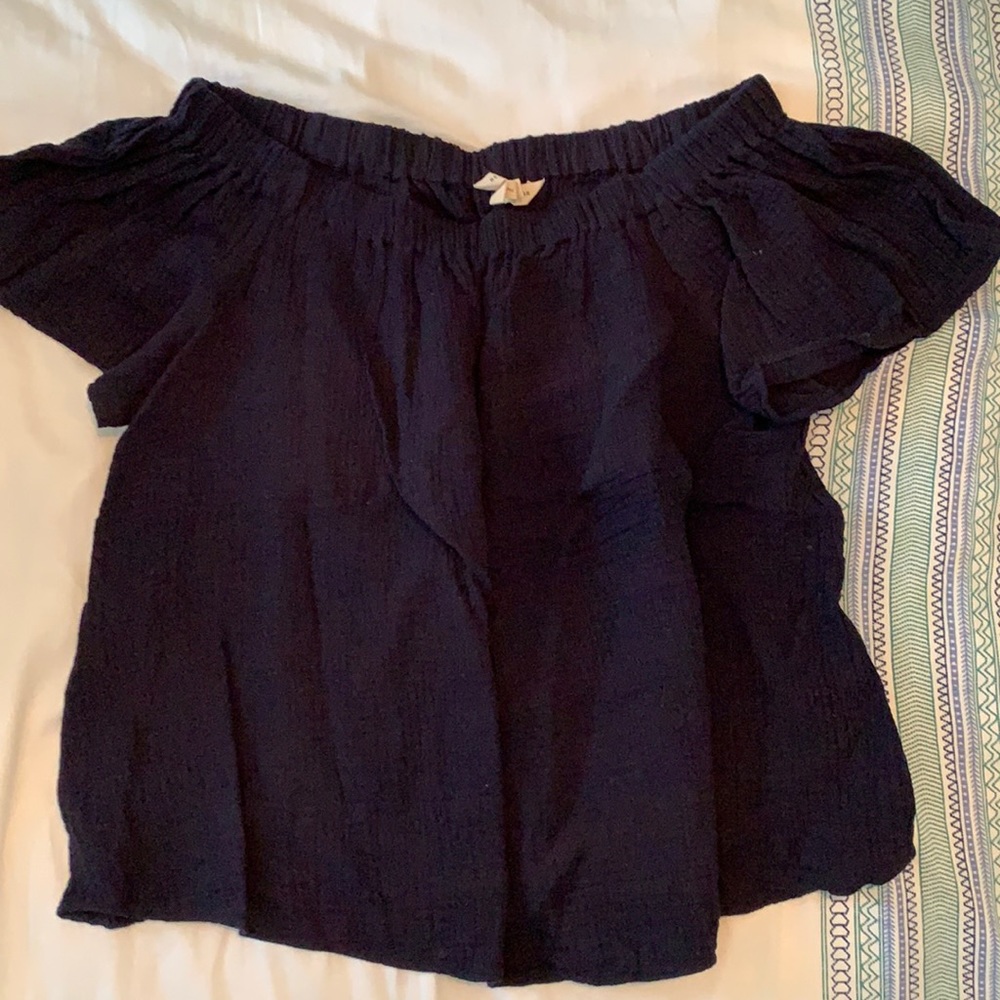 off the shoulder navy top